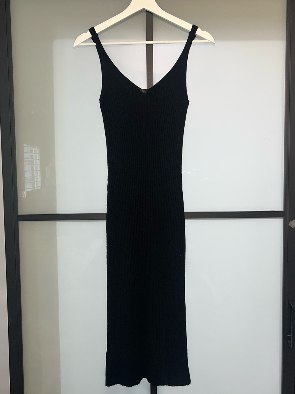 Abercrombie & Fitch Y2K Black Ribbed Knit Maxi Dress - XS 2000s Style
